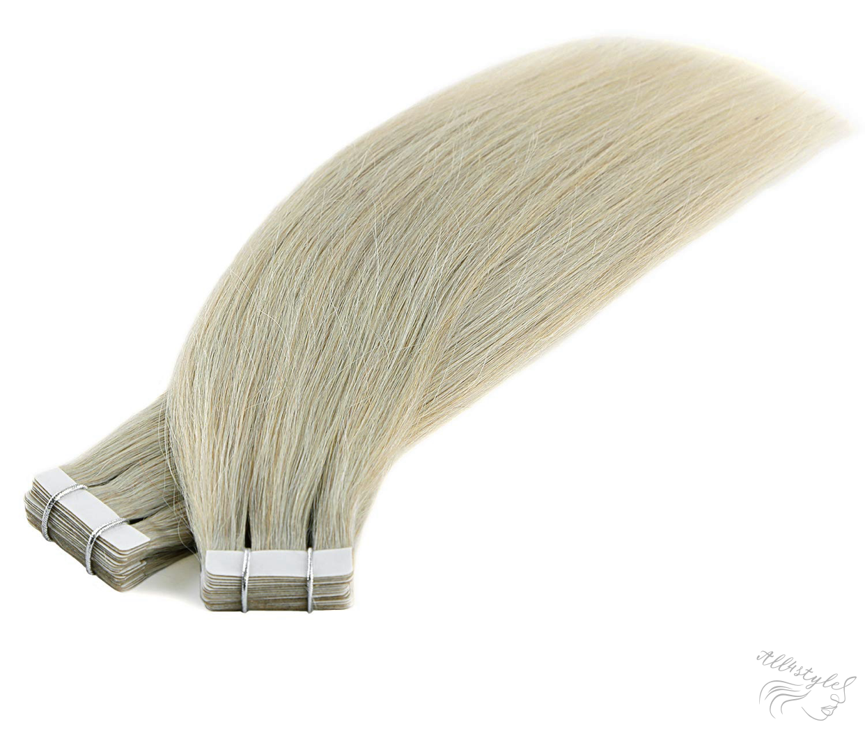 Deluxe neviditelné vlasové PU pásky tape in na prodlužování vlasů 40cm světlá šedá