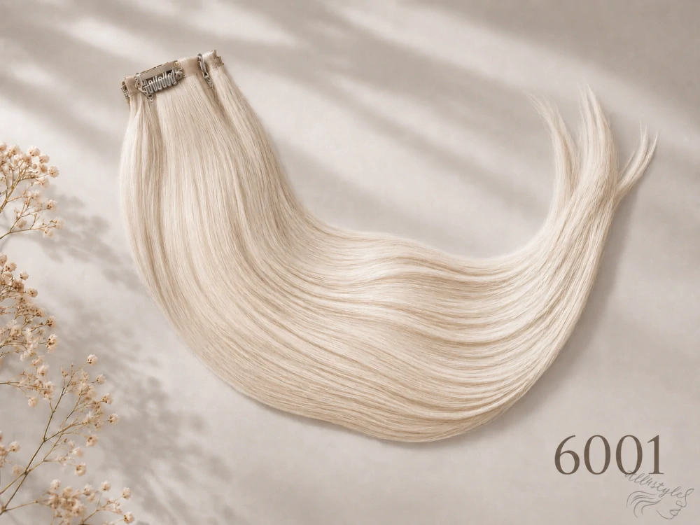Clip in vlasy (klipy) na prodlužování vlasů 40cm 6001 - popelavá platina (100g)