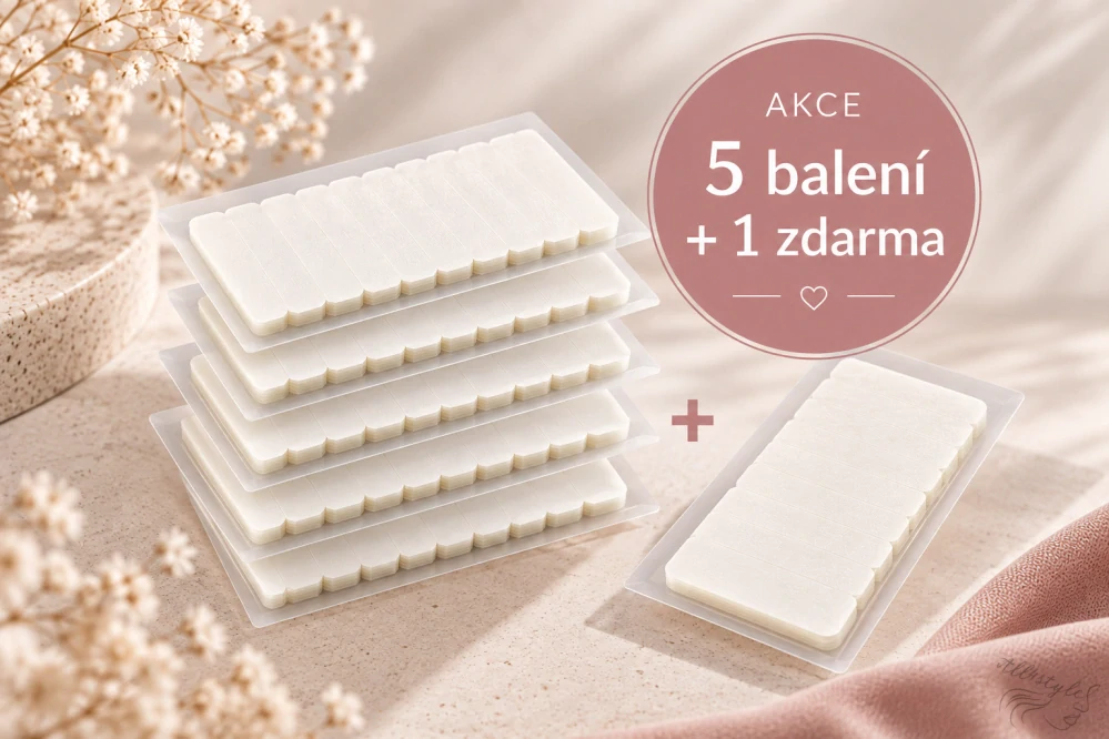 Náhradní pásky pro vlasové PU pásky tape in na prodlužování vlasů 12ks lepících pásek AKCE 5 balení +1 zdarma