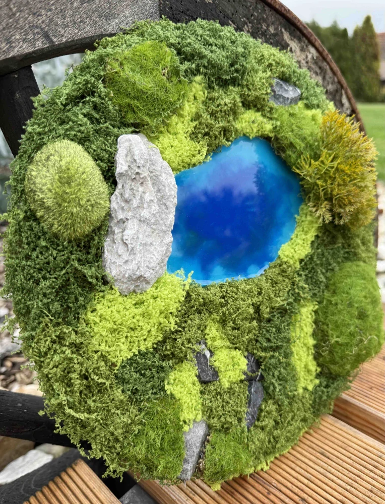 Modré jezero – Oáza klidu | 3D obraz, 30 cm