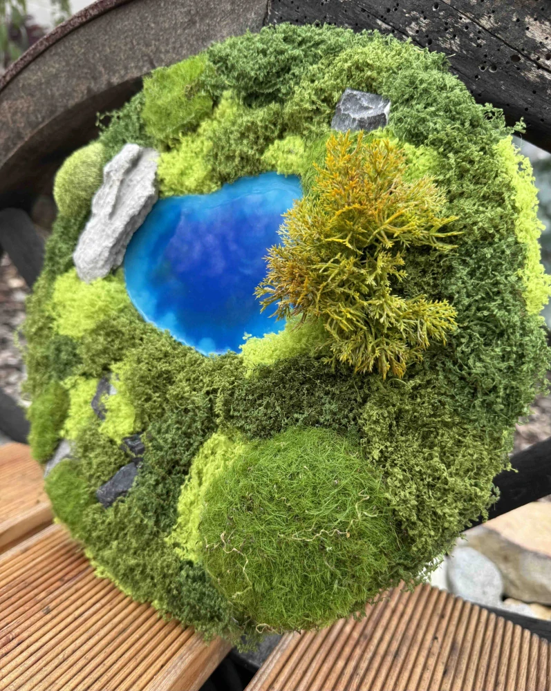Modré jezero – Oáza klidu | 3D obraz, 30 cm
