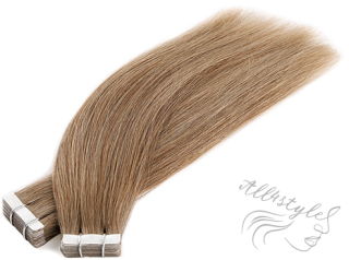 Vlasové PU pásky tape in na prodlužování vlasů 60cm 10A - popelavá blond