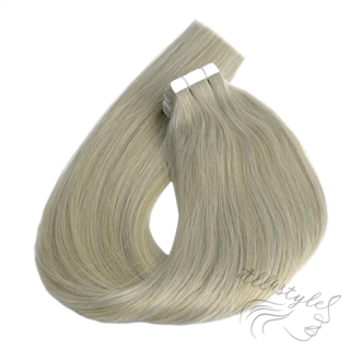 Vlasové PU pásky tape in na prodlužování vlasů 50cm střední šedá