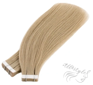 Vlasové PU pásky tape in na prodlužování vlasů 40cm 27 - tmavá blond