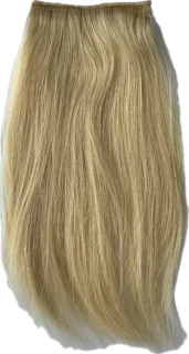 Clip in vlasy (klipy) na prodlužování vlasů jeden pás pro zahuštění (ofina, temeno hlavy, boky) 20cm nejsvětlejší blond šířka 8,5cm