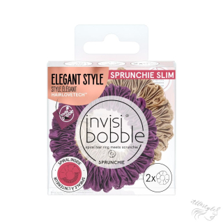 invisibobble® SPRUNCHIE SLIM The Snuggle is Real gumičky 2ks fialová zlatá