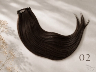 Clip in vlasy (klipy) na prodlužování vlasů 40cm 02 - tmavě hnědá (100g)