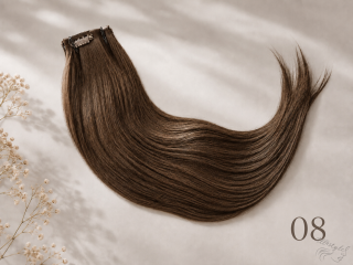 Clip in vlasy (klipy) na prodlužování vlasů 40cm 08 - světle hnědá (100g)