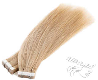 Vlasové PU pásky tape in na prodlužování vlasů 40cm 18 - nejsvětlejší hnědá