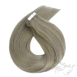 Vlasové PU pásky tape in na prodlužování vlasů 40cm šedá