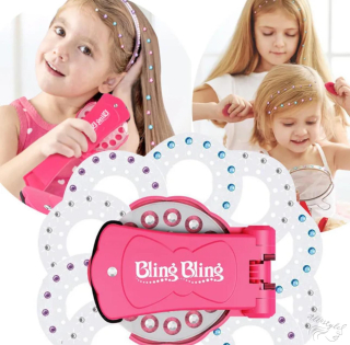 Aplikátor kamínků do vlasů Bling Bling + sada aplikátoru a 12 kotoučků s krystaly na vlasy