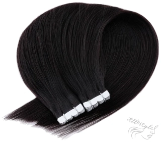 Vlasové PU pásky MINI tape in na prodlužování vlasů 30cm 1B - přírodně černá