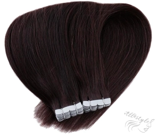 Vlasové PU pásky MINI tape in na prodlužování vlasů 40cm 02 - tmavě hnědá