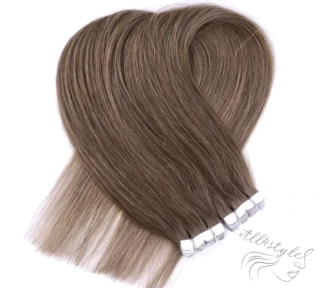 Vlasové PU pásky MINI tape in na prodlužování vlasů 40cm 10A - popelavá blond