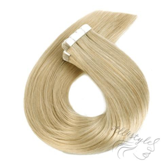 Vlasové PU pásky MINI tape in na prodlužování vlasů 40cm světlá šedá