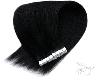 Vlasové PU pásky MINI tape in na prodlužování vlasů 50cm 01 - černá jako uhel