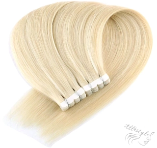 Vlasové PU pásky MINI tape in na prodlužování vlasů 50cm 60 - platina