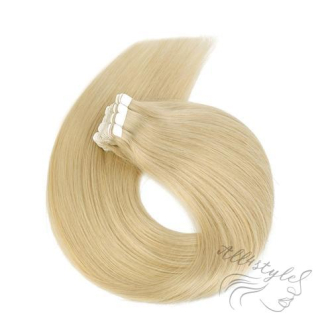 Vlasové PU pásky MINI tape in na prodlužování vlasů 50cm stříbrná