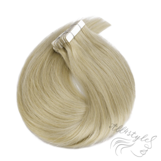 Vlasové PU pásky tape in na prodlužování vlasů 60cm stříbrná