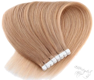 Vlasové PU pásky MINI tape in na prodlužování vlasů 30cm 18 - nejsvětlejší hnědá